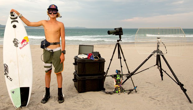 Red Bull EEG study with surfers wearing brain monitoring equipment